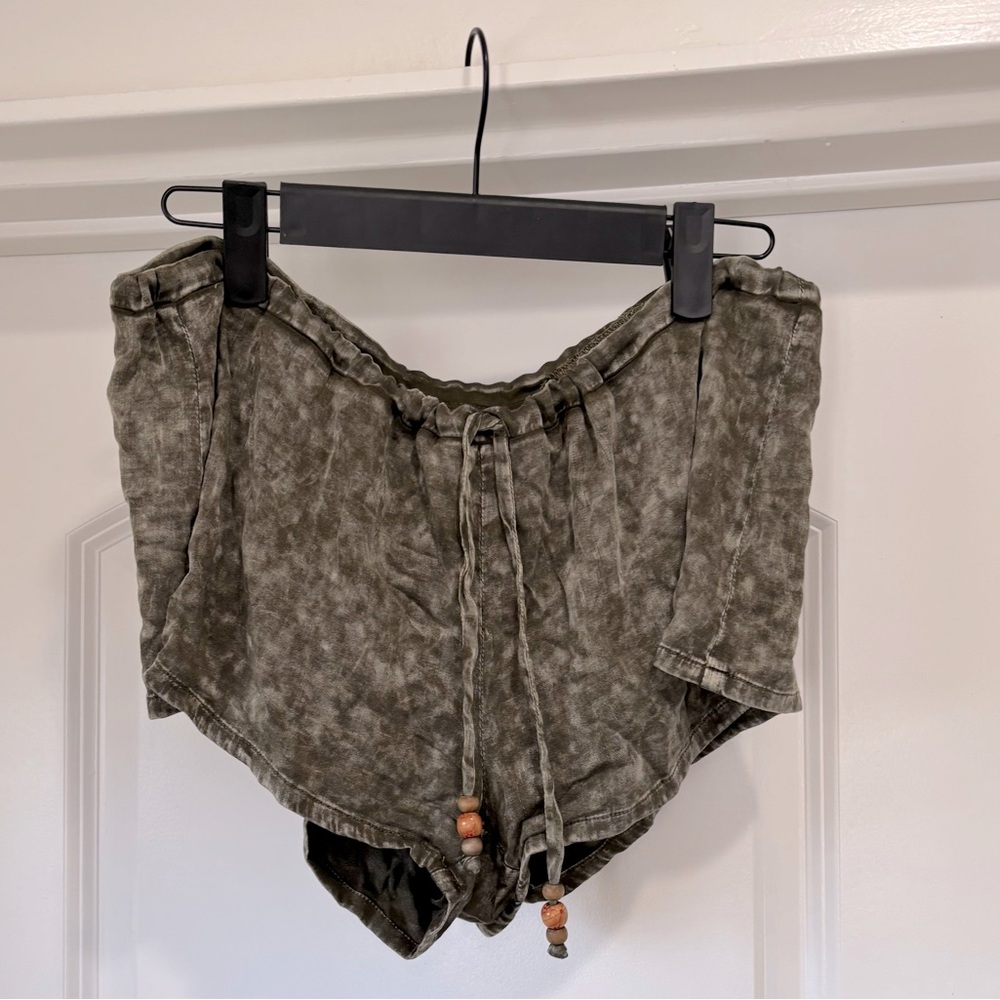 Olive Green tie dye shorts